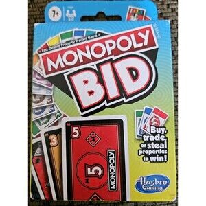 Monopoly Bid Game, Quick-Playing Card Game for 2-5 Players, Families... Hasbro